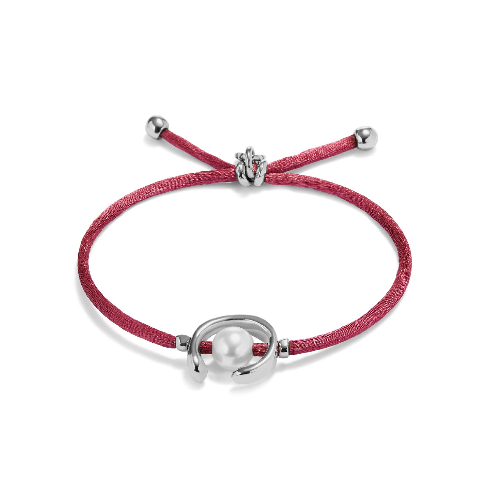 Bracciale con cordino Uno de 50 malva con perla da donna 15,5 cm