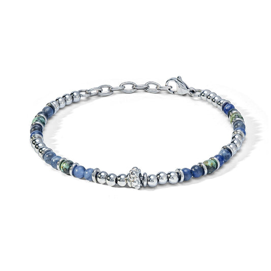 Bracciale catena Comete District da uomo in acciaio con sodalite blu piccolo