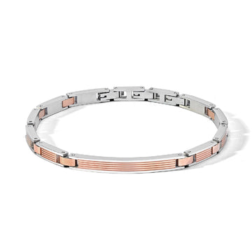 Bracciale catena Comete Texture da uomo con pvd rosé al centro delle maglie