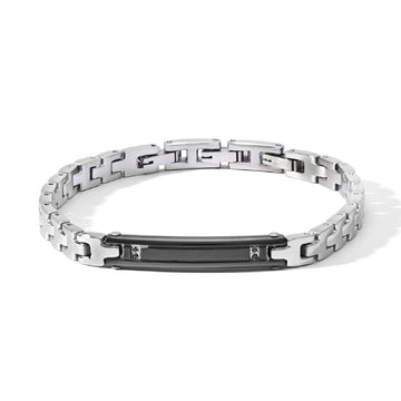 Bracciale uomo Comete Basic in acciaio nero e zirconi neri