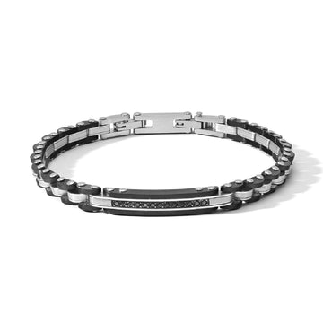 Bracciale uomo Comete Costellation in acciaio nero e zirconi neri