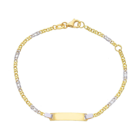 Bracciale bambini JOY Gioielli Oro in oro giallo e bianco con targa