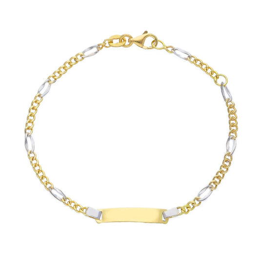 Bracciale bambini JOY Gioielli Oro in oro giallo e bianco con targhetta