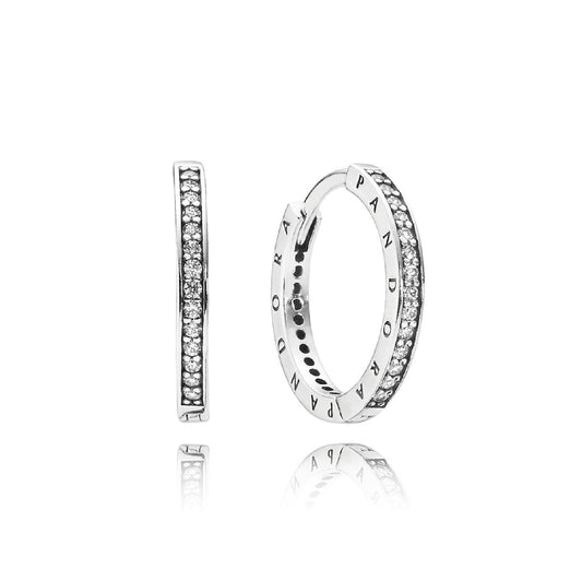 Orecchini a cerchio con logo Pandora scintillanti 290558CZ-1