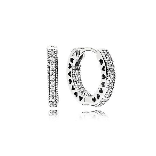 Orecchini a cerchio Cuore con pavé 296317CZ-1