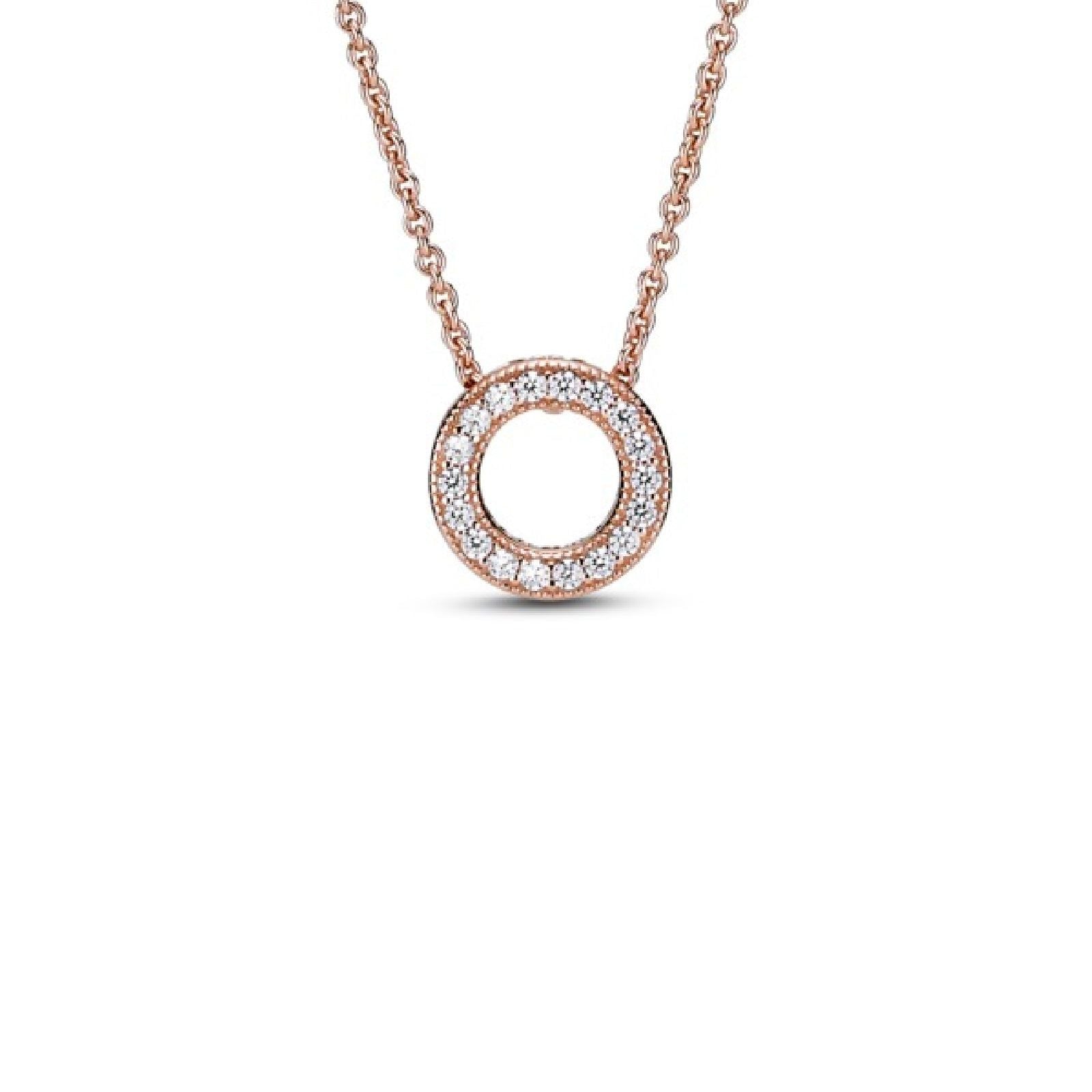 Collier con cerchio, pavé e logo Pandora 387436C01-45-1