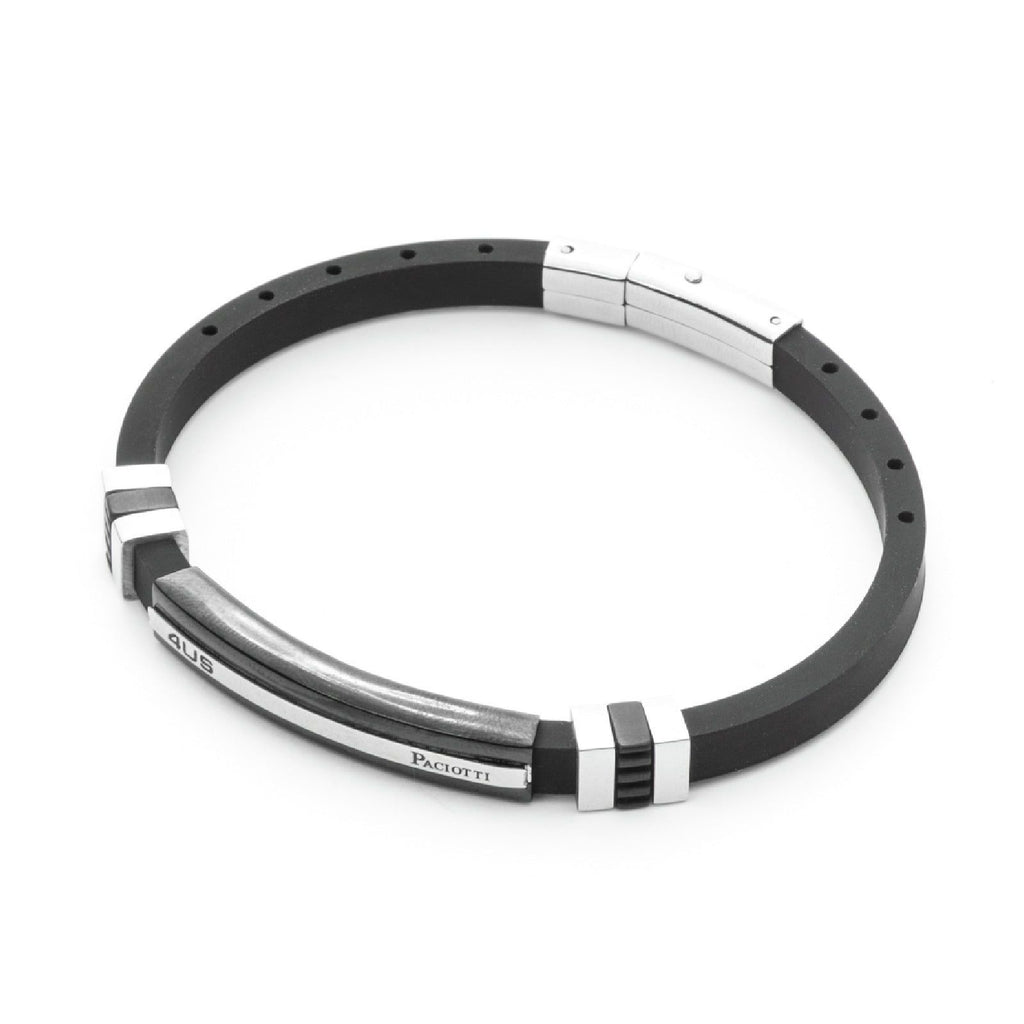 Paciotti 4US bracciale da uomo in acciaio e nero a maglie rigate in offerta