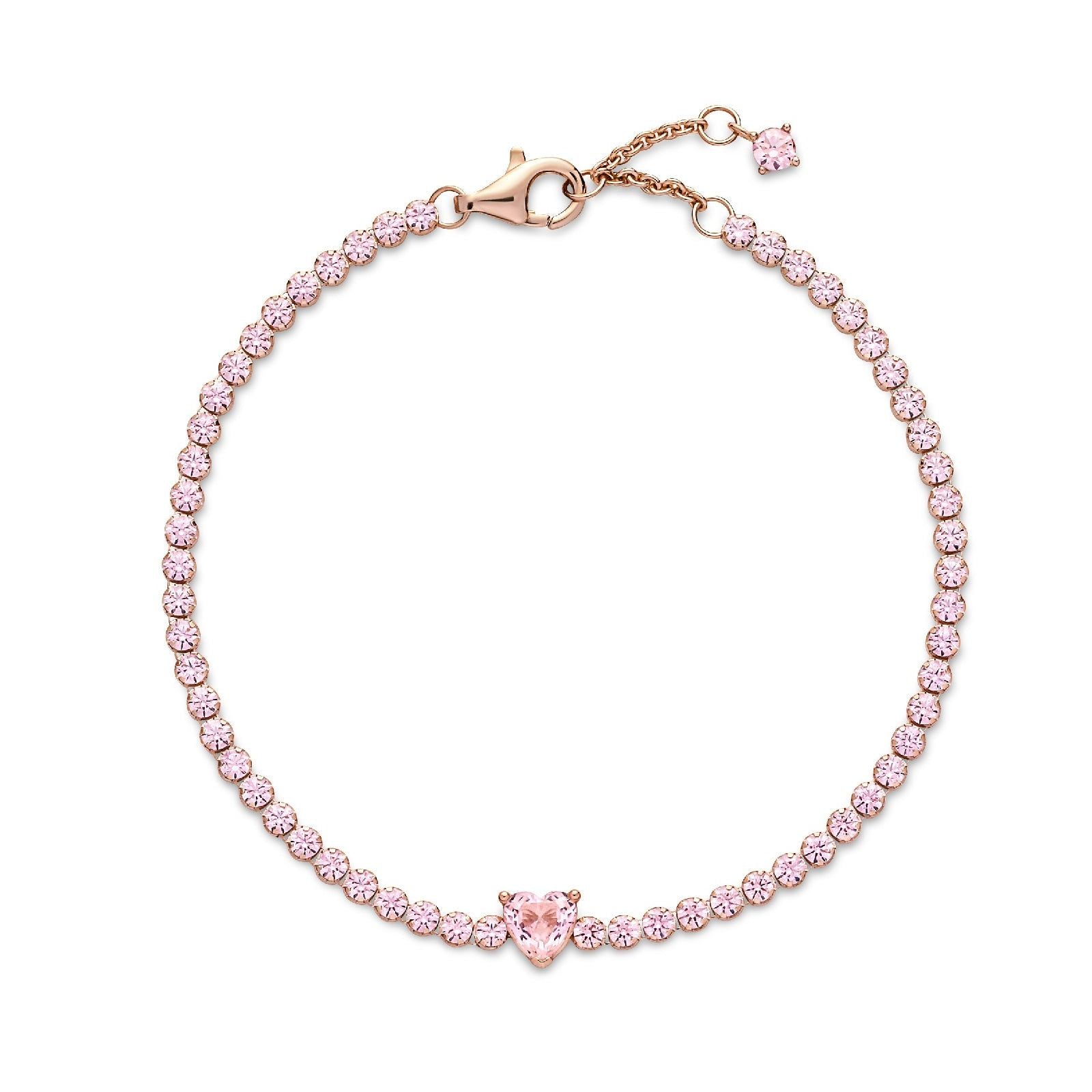 Bracciale Tennis Rosa con Cuore in rilievo 580041C01-3