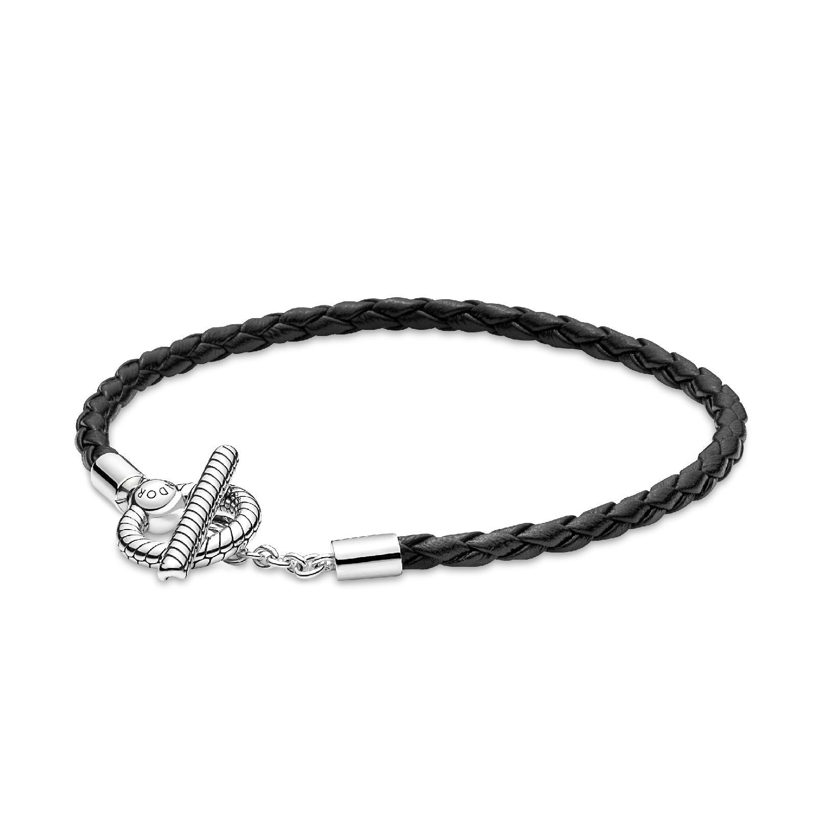 Bracciale in Pelle Nera con Chiusura a T 591675C01-1