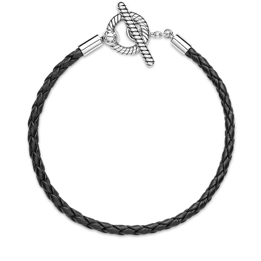 Bracciale in Pelle Nera con Chiusura a T 591675C01-2