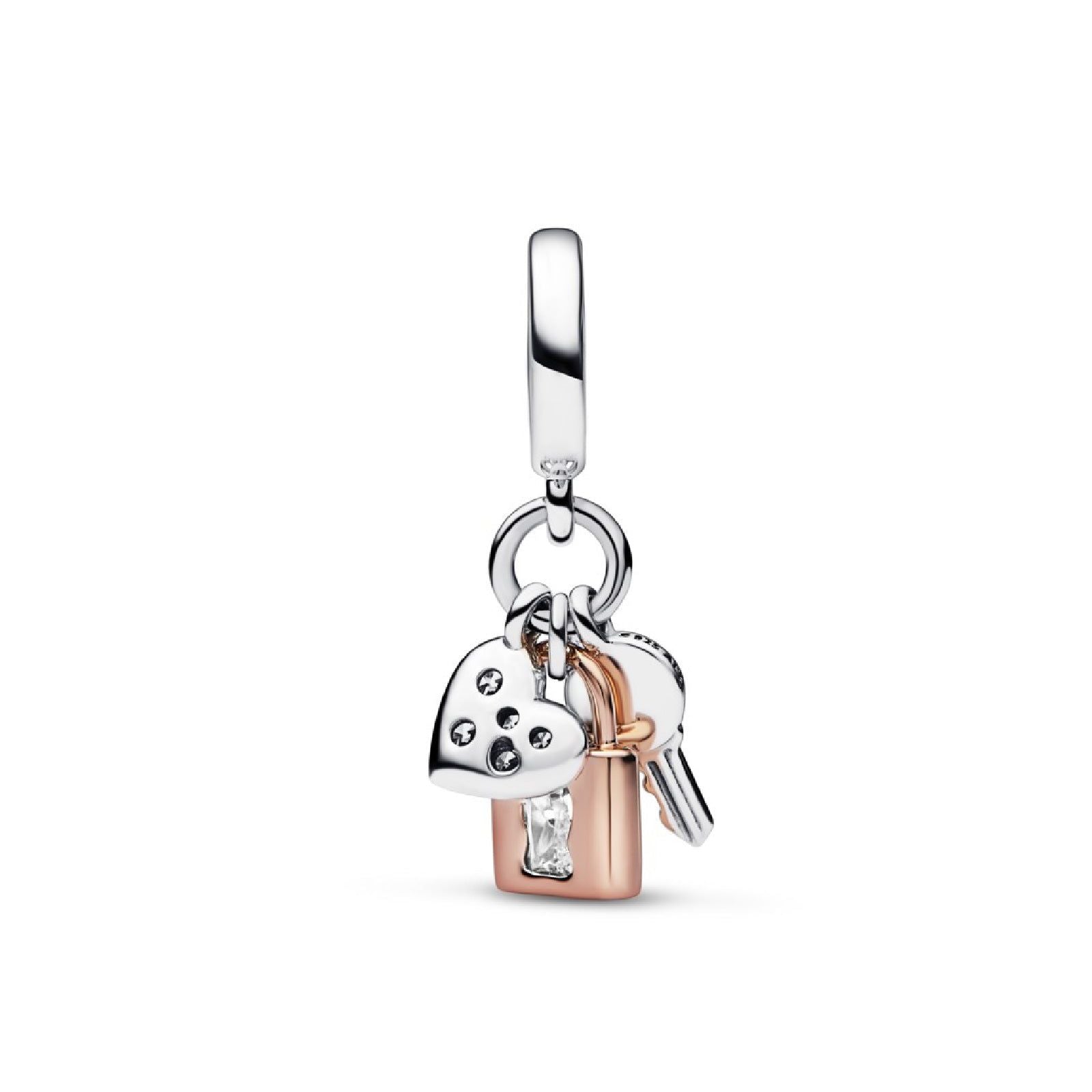 Charm Pendente Chiave, Lucchetto e Cuore 782506C01-1