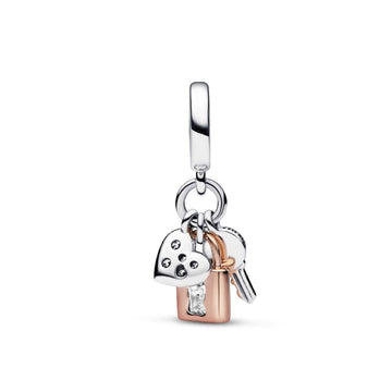 Charm Pendente Chiave, Lucchetto e Cuore 782506C01-1