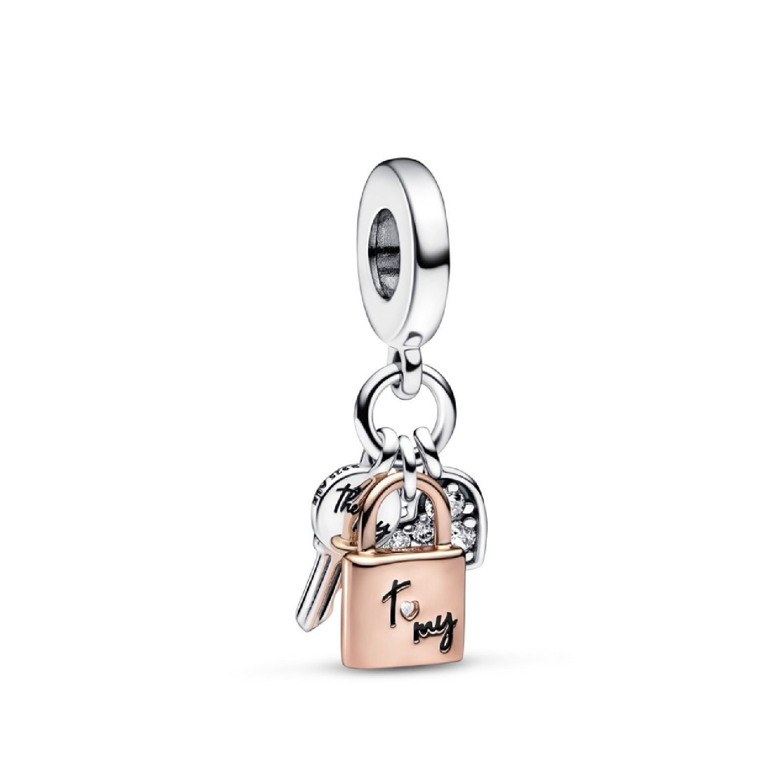 Charm Pendente Chiave, Lucchetto e Cuore 782506C01-2