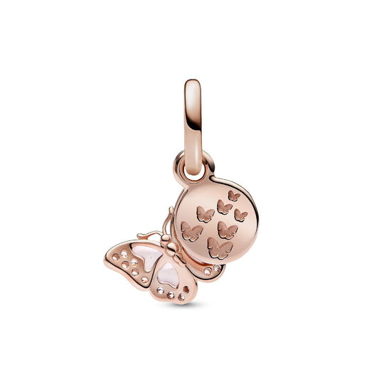 Charm pendente doppio Farfalla Rosa e Messaggio 782555C01-2