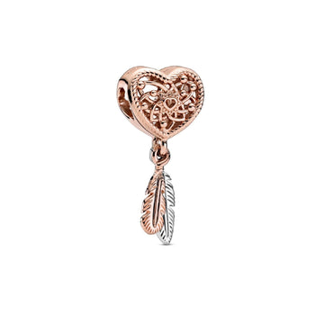 Charm Acchiappasogni con piume e cuore openwork 789068C00-1