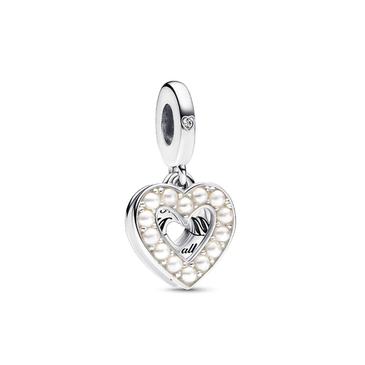 Charm Pendente Doppio Cuore con Perle Coltivate d'Acqua Dolce 792649C01-1