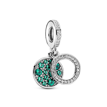 Charm pendente doppio con disco verde scintillante 799186C02-1