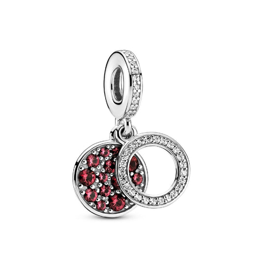 Charm pendente doppio con disco rosso scintillante 799186C03-1