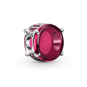 Charm con pietra cabochon ovale fucsia 799309C01-1