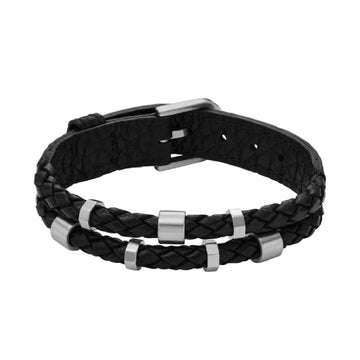 Bracciale Fossil Leather Essentials da uomo